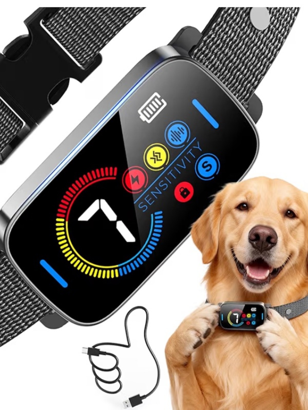 Smart Pet Training Collar with LED Display - Black